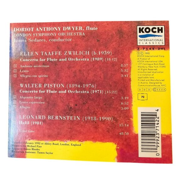 Doriot Anthony Dwyer Flute Concertos CD By Zwilich Piston Bernstein 37675cd - Picture 2 of 2